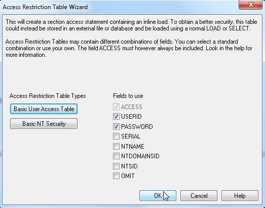 Open the access restriction window